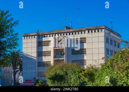 Tanger, Morocco. January 23, 2024. Exterior view of Itesa building where American writer Paul Bowles used to live in the city Stock Photo