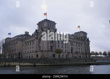 Berlin, Germany - Jan 14, 2024: The Reichstag building is the building of the German Parliament. On April 30, 1945 the soviet flag was hoisted over th Stock Photo