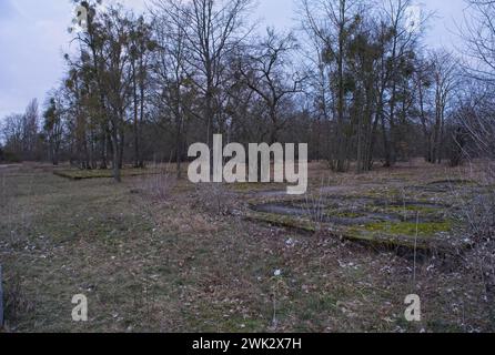 Falkensee, Germany - Feb 1, 2024: In Falkensee the largest satellite camp (Demag Panzerwerke) of the Sachsenhausen concentration camp was located. Clo Stock Photo