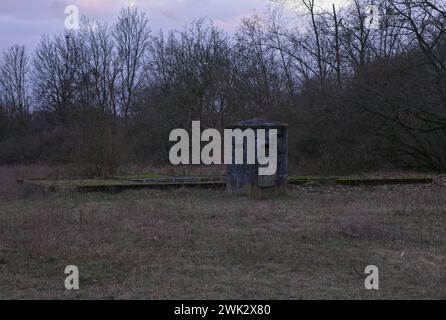Falkensee, Germany - Feb 1, 2024: In Falkensee the largest satellite camp (Demag Panzerwerke) of the Sachsenhausen concentration camp was located. Clo Stock Photo