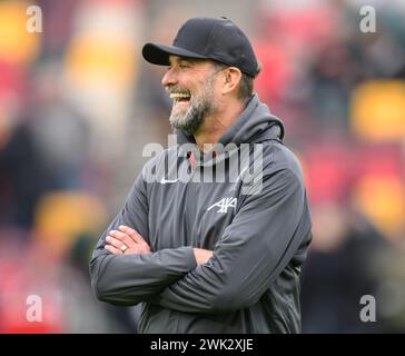 London, UK. 17th Feb, 2024 - Brentford v Liverpool - Premier League - GTech Community Stadium.                                                           Liverpool Manager Jurgen Klopp.                                                      Picture Credit: Mark Pain / Alamy Live News Stock Photo