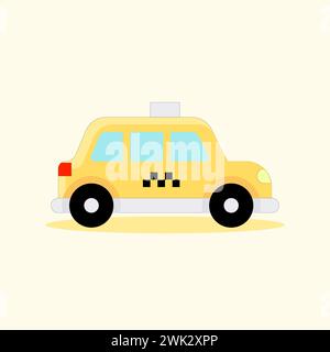 Art illustration icon flat cartoon logo transportation design symbol concept car of taxi Stock Vector