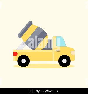Art illustration icon logo flat cartoon transportation design symbol concept of truck pick up heavy equipment Stock Vector