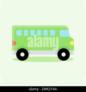 Art illustration icon logo flat cartoon transportation design symbol concept car of bus Stock Vector