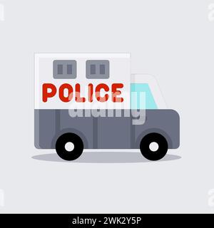 Art illustration icon logo flat cartoon transportation design symbol concept car of police Stock Vector