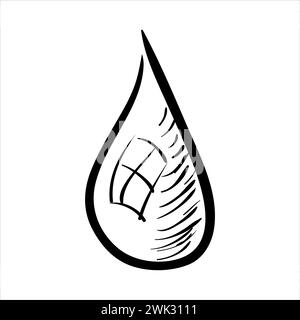 art illustration sketch abstract hand draw vector symbol icon of water drop water Stock Vector