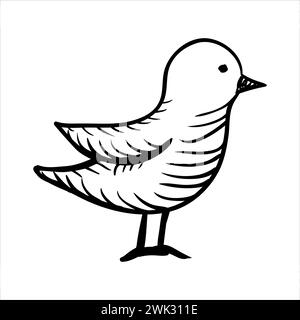 art illustration abstract hand draw vector symbol icon of little bird Stock Vector