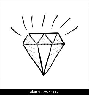 art illustration hand draw vector symbol icon of diamond on white background Stock Vector
