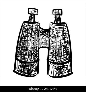 art illustration hand draw vector symbol icon of binoculars Stock Vector