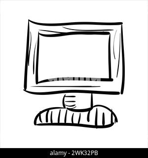 art illustration sketch abstract hand draw vector symbol icon of monitor computer Stock Vector