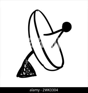 art illustration hand draw vector symbol icon of satellite dish antenna Stock Vector