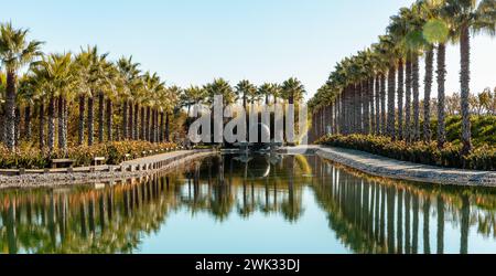 Travel Alentejo interesting places Koi carp fish pond in Bacalhoa Buddha Eden Park in Portugal Stock Photo