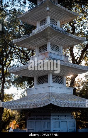 Travel Alentejo interesting places Pagodas in the Bacalhoa Buddha Eden oriental garden in Portugal Stock Photo