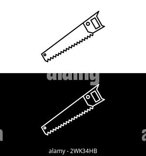 vector line icon of hand saw Stock Vector