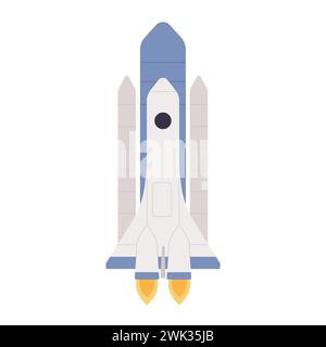 Cosmos research shuttle. Space aircraft, astronomical research cartoon vector illustration Stock Vector
