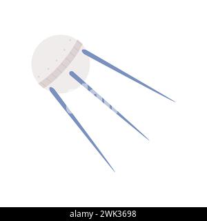 Space sputnik satellite. Galaxy exploration, cosmos discovering cartoon vector illustration Stock Vector