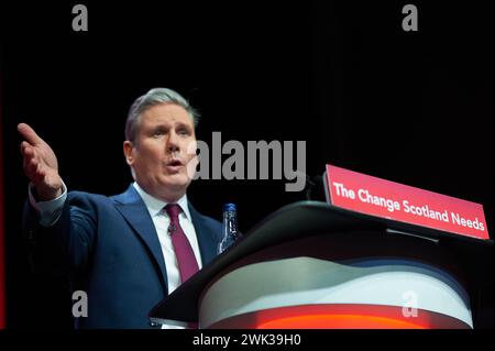Glasgow Scotland, UK 18 February 2024.  Leader of the Labour Party Keir Starmer at the  Scottish Labour Conference 2024.credit sst/alamy live news Stock Photo
