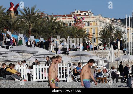 © Francois Glories/MAXPPP - 17/02/2024 Thousands of tourists flock to the Nice Carnival, France's first international carnival and the Cv¥te d'Azur's biggest winter event. Two weeks of festivities bring the city of Nice to life - day and night 'Carnival Corsi' and elegant 'Flower Battles' are on the programme for this not-to-be-missed event. Credit: MAXPPP/Alamy Live News Stock Photo