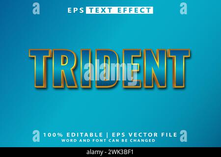 Editable text effect trident, 3d font style Stock Vector