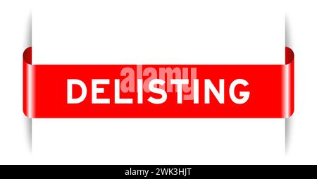 Red color inserted label banner with word delisting on white background Stock Vector