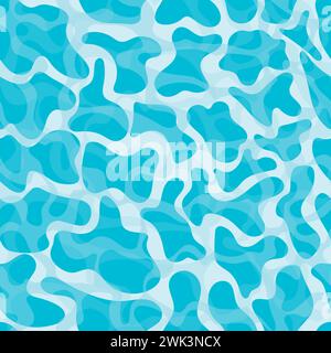 Vector water effect seamless pattern. Ocean, pool blue water texture background, wallpaper. Stock Vector