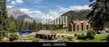 Panoramic view of Cascade of time Gardens and Cascade Mountain in Banff, Alberta, Canada on 4 June 2023 Stock Photo