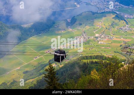 Gondola of Stanserhorn cabrio cable car to Stanserhorn mountain in Switzerland Stock Photo