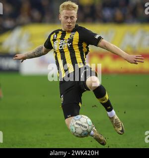 Arnhem, Netherlands. 18th Feb, 2024. ARNHEM, NETHERLANDS - FEBRUARY 18: Mexx Meerdink of Vitesse during the Dutch Eredivisie match between Vitesse and FC Volendam at Stadion Gelredome on February 18, 2024 in Arnhem, Netherlands. (Photo by Ben Gal/Orange Pictures) Credit: Orange Pics BV/Alamy Live News Stock Photo