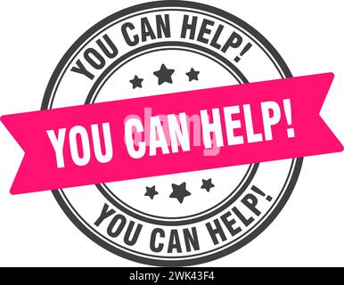 you can help stamp. you can help round sign. label on transparent background Stock Vector