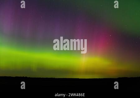 Northern lights - Aurora borealis, on the east side. Lithuania. Stock Photo