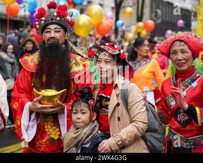 Paris, France, 18th February, 2024. Asian community with traditional clothes for New Year Parade - Jacques Julien/Alamy Live News Stock Photo