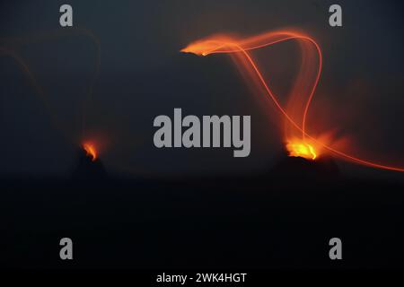 Erta Ale is a chain of volcanoes located in the Afar Triangle, Ethiopia. Here the Earth is constantly changing with uninterrupted volcanic eruptions Stock Photo