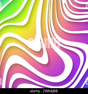 Wave. Rainbow Background. Fluid Shapes. Wave Pattern. Summer Poster. Colorful Gradient. Abstract Cover. Rainbow Color. Summer bright wavy background. Stock Photo