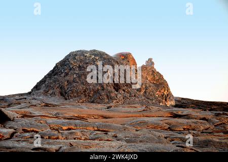 Erta Ale is a chain of volcanoes located in the Afar Triangle, Ethiopia. Here the Earth is constantly changing with uninterrupted volcanic eruptions Stock Photo