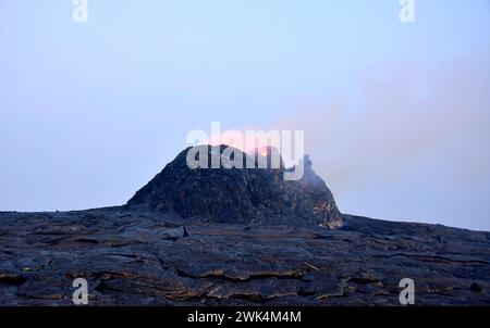 Erta Ale is a chain of volcanoes located in the Afar Triangle, Ethiopia. Here the Earth is constantly changing with uninterrupted volcanic eruptions Stock Photo