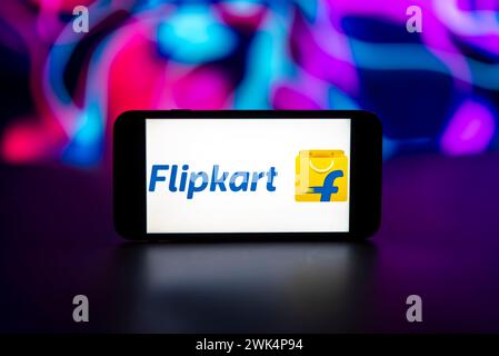 In this photo illustration, the Flipkart logo is seen displayed on a mobile phone screen. Stock Photo