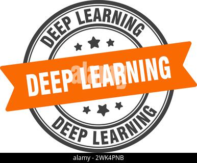 deep learning stamp. deep learning round sign. label on transparent background Stock Vector