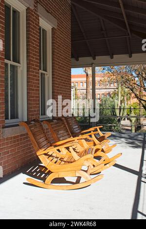 Three Rocking chairs on the porch of Old Main which once served as the ...