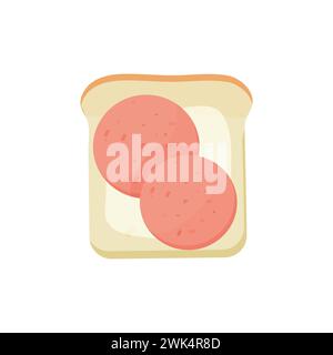 sandwich, toast with sausage and butter. vector  on white background Stock Vector