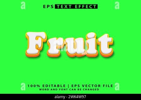 fruits 3d eps editable text effect Stock Vector