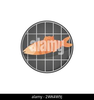 grilled fish , bbq. vector illustration on white background Stock Vector