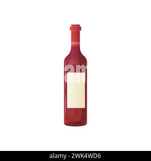 Red bard wine bottle with empty label. illustration on white background Stock Vector