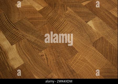 Oak wood chopping board, background texture. Close-up Stock Photo