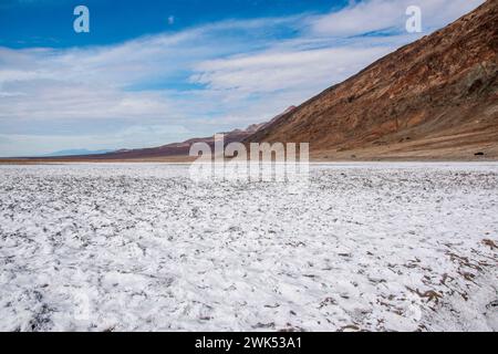 Lake Manly doesn't appear often in Badwater Basin in Death Valley National Park, and is now a popular tourist destination. Stock Photo