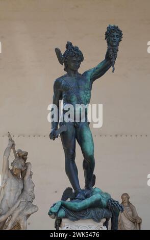 The bronze Perseus statue with the Head of Medusa  in Florence, Italy, created by Benovitto Cellini Stock Photo