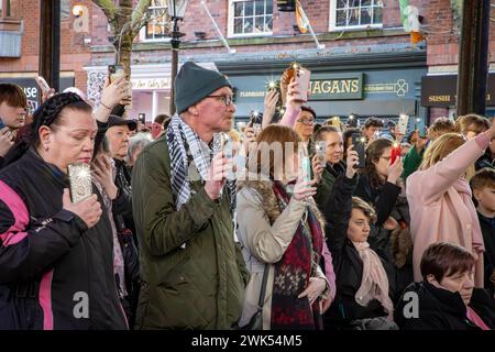 Phone torches held aloft for two minutes silence in memory of Brianna Ghey, a 16-year-old British transgender girl, was murdered in a premeditated att Stock Photo