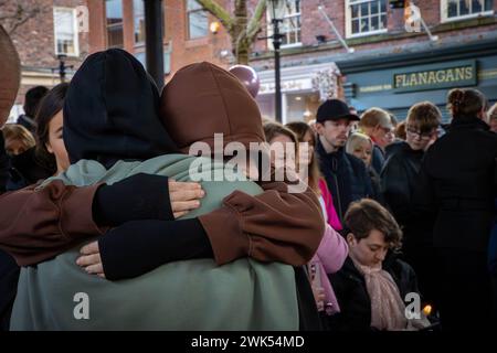 Friends weep for Brianna Ghey, a 16-year-old British transgender girl, was murdered in a premeditated attack by Scarlett Jenkinson and Eddie Ratcliffe Stock Photo