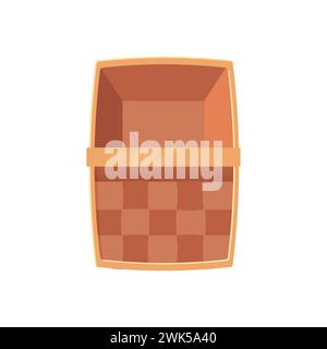 Empty picnic basket, top view. illustration on white background Stock Vector