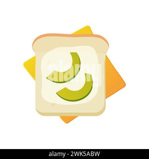 Bouterdrod, avacado toast with cheese. illustration on white background Stock Vector