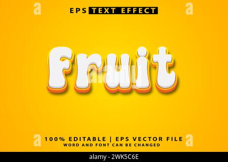 fruits 3d eps editable text effect Stock Vector